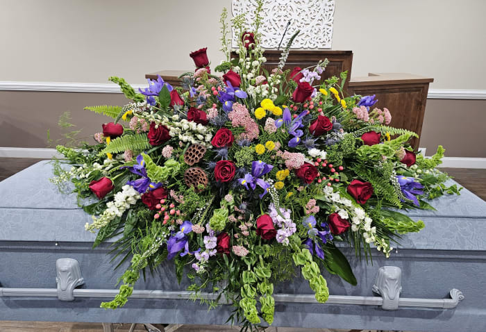 Woodland Wildflower & Roses Casket Spray