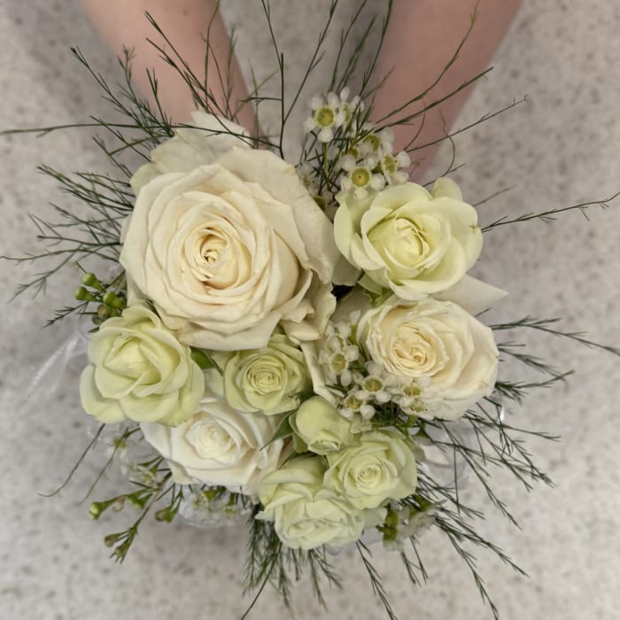 White Rose Prom Bouquet