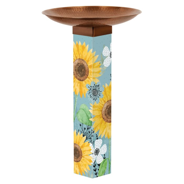 Flowery Teacup Bird Bath with Copper Topper