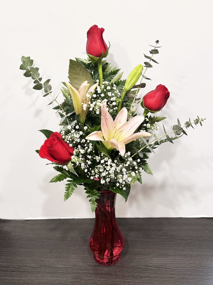 3 Rose and Lily Vase