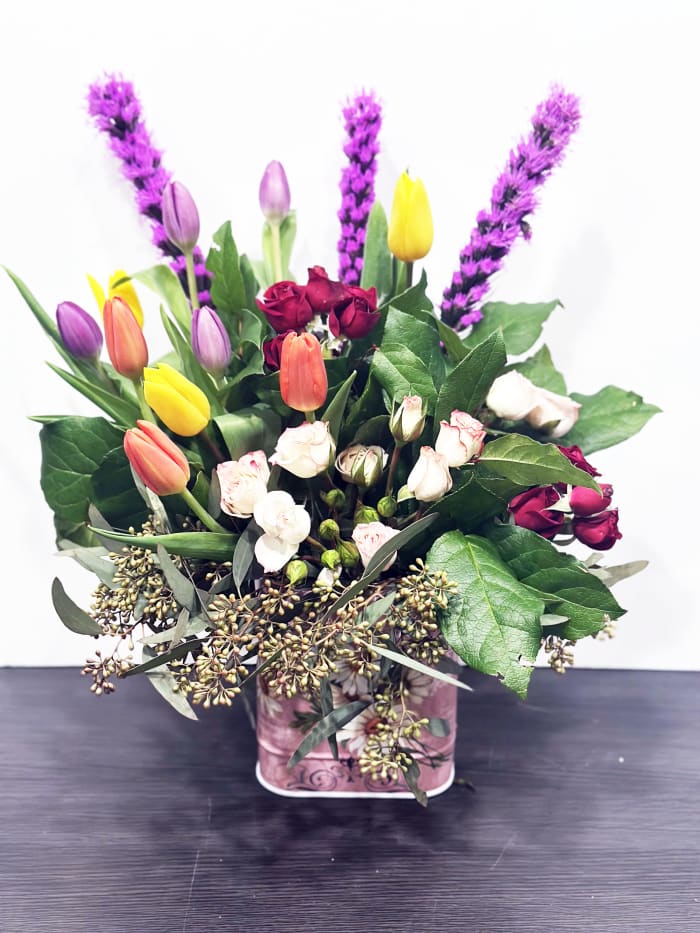 Tulip and Spray Rose Arrangement