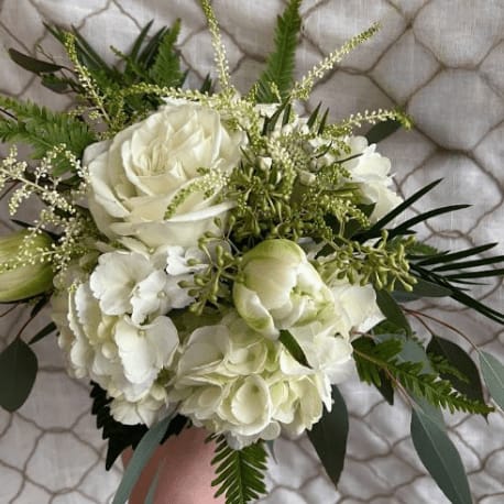 White and Greens Tussie Mussie