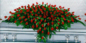 Rose Covered Closed Casket
