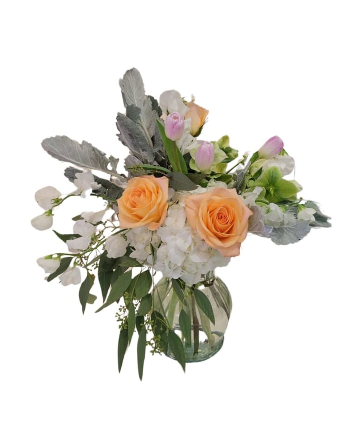 Fuzzy Peach Vase Arrangement