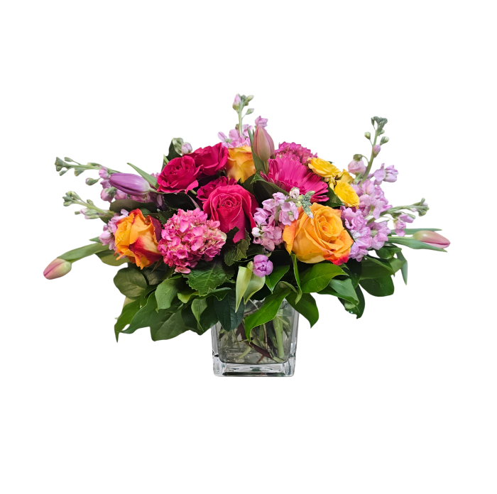 PA-7 Arreglo de hortensias, gerberas, rosas, tulipanes y stock