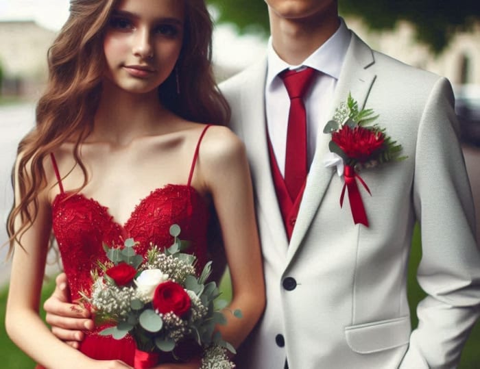 Scarlet Romance Bouquet & Boutonniere