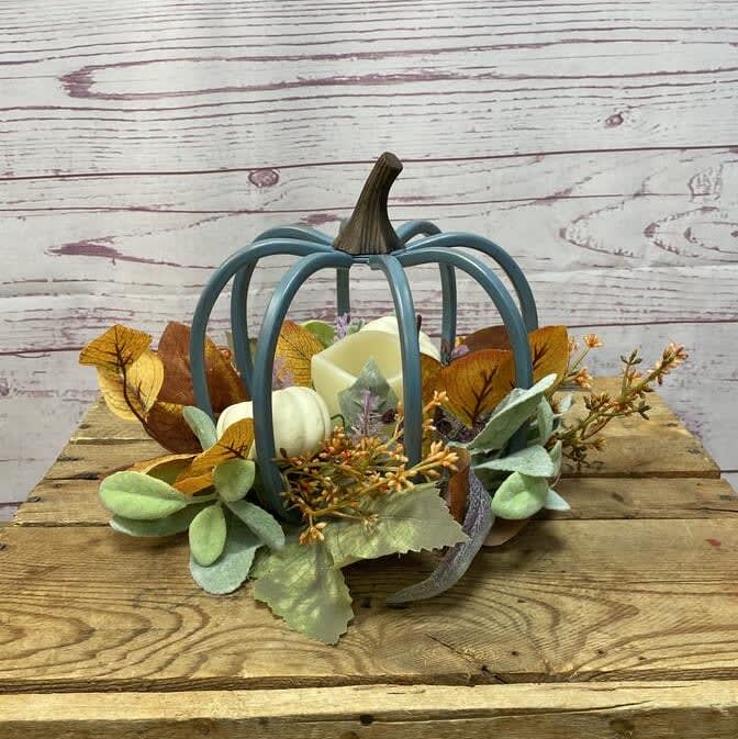 Calming Pumpkin Silk (Artificial) Centerpiece With LED Candle