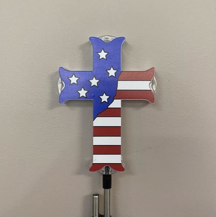 Solar Powered LED Patriotic Cross Stake