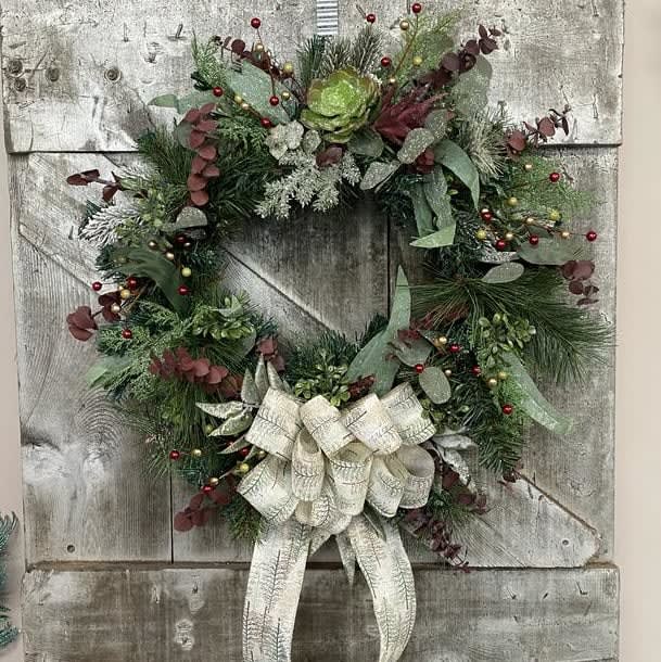 Evergreen Berry & Succulent (Artificial) Wreath