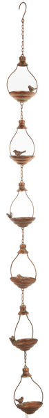 Copper Patina Bird on Saucer Rain Chain