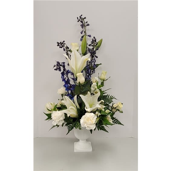 Bright Blue Skies Sympathy Arrangement