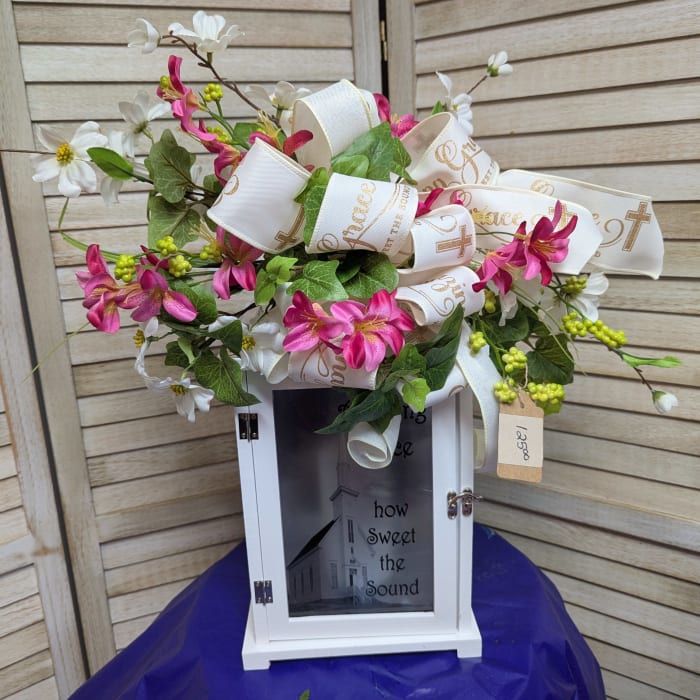 Amazing Grace Lantern with Artificial Floral