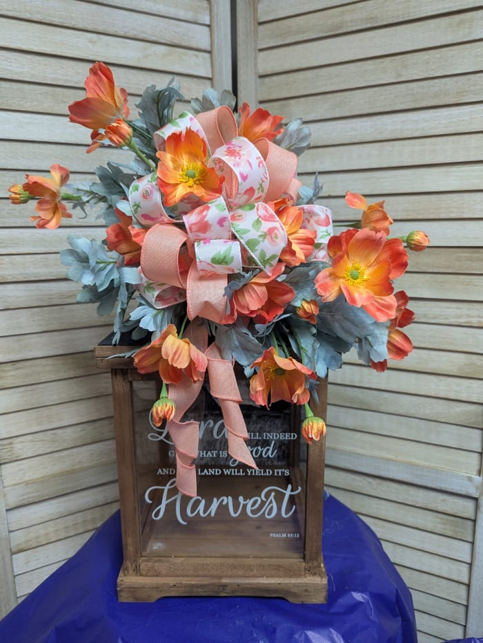 Lord's of Harvest Lantern With Artificial Floral