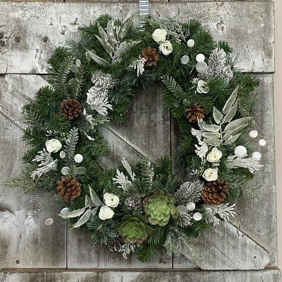 Sparkling Succulent Winter Silk (Artificial) Wreath