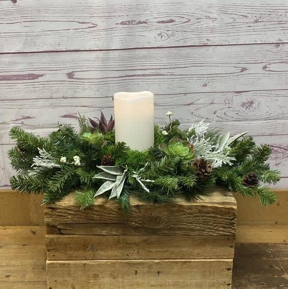 Snow-Kissed Succulent Silk (Artificial) Centerpiece