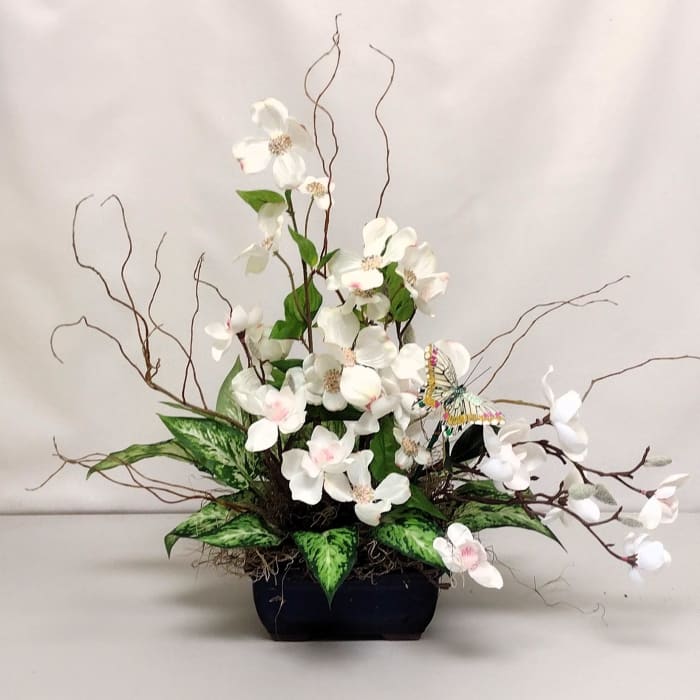 White Peony Basket Silk