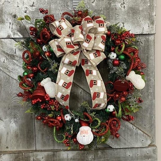 Here Comes Santa Claus Silk (Artificial) Wreath