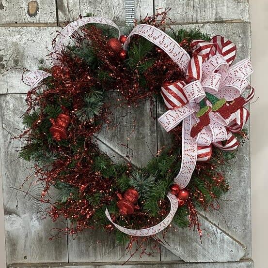 Ruby Glitz Silk (Artificial) Wreath