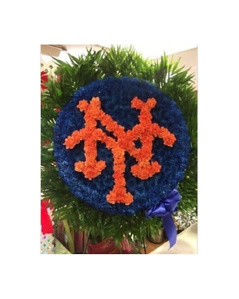 NY Orange Letters w/Blue Background