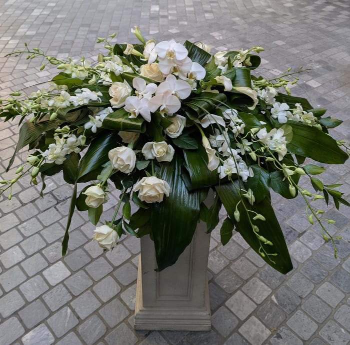 White Casket Spray