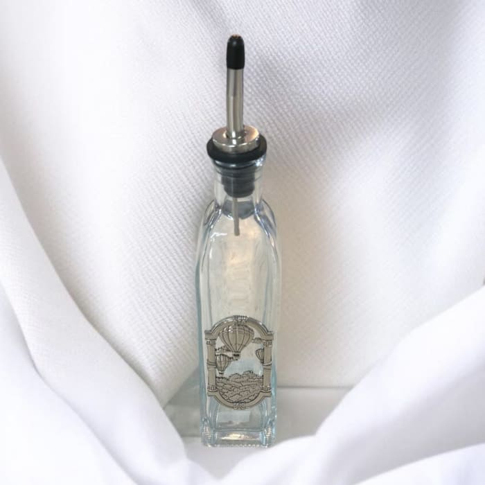 Oil Bottle w/Brushed Metal Decor