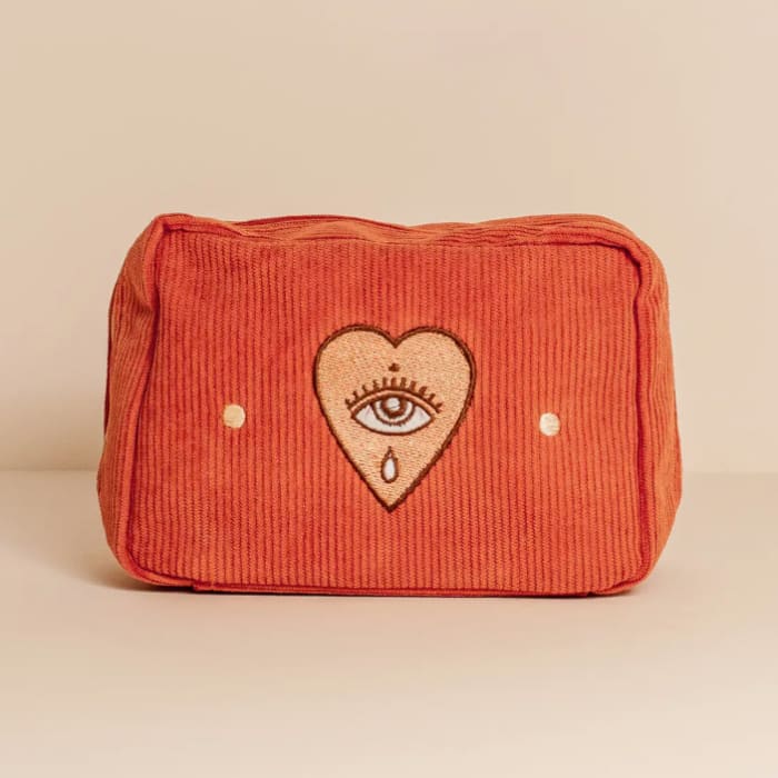 Corduroy Makeup Bag in Rust