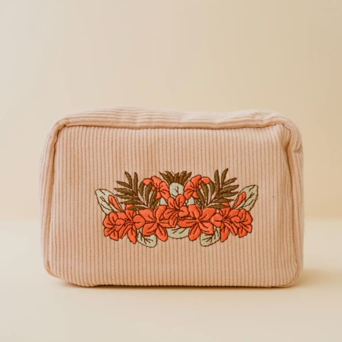 Corduroy Makeup Bag in White Sand