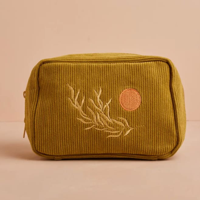 Corduroy Makeup Bag in Olive
