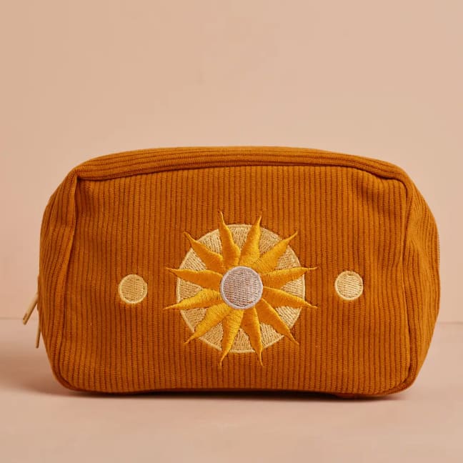 Corduroy Makeup Bag in Burnt Orange
