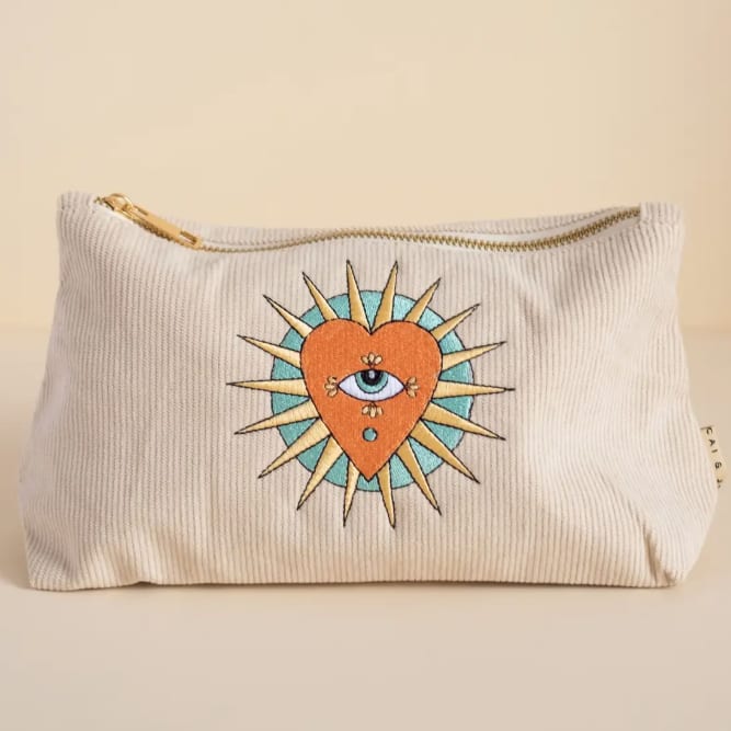 Medium Corduroy Pouch in Stone