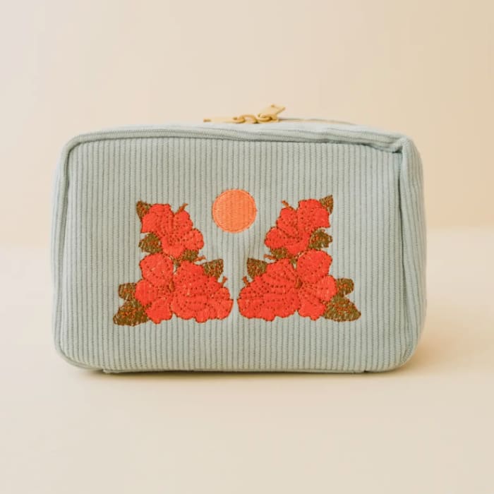 Corduroy Makeup Bag in Sky Blue