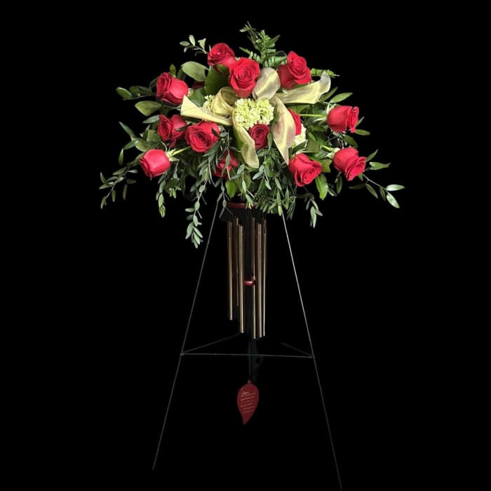 Red Rose and Windchime Sympathy Spray
