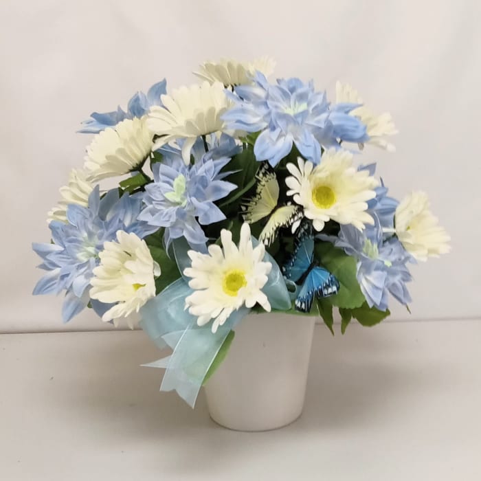 Soft Blue & White Silk