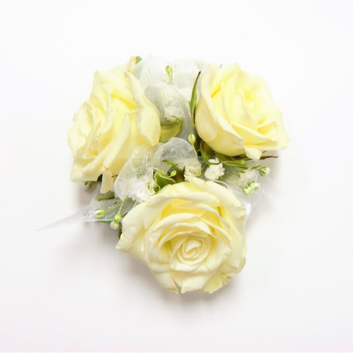 Three White Spray Rose Wrist Corsage