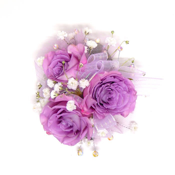 Lavender Spray Rose Wrist Corsage-Bling