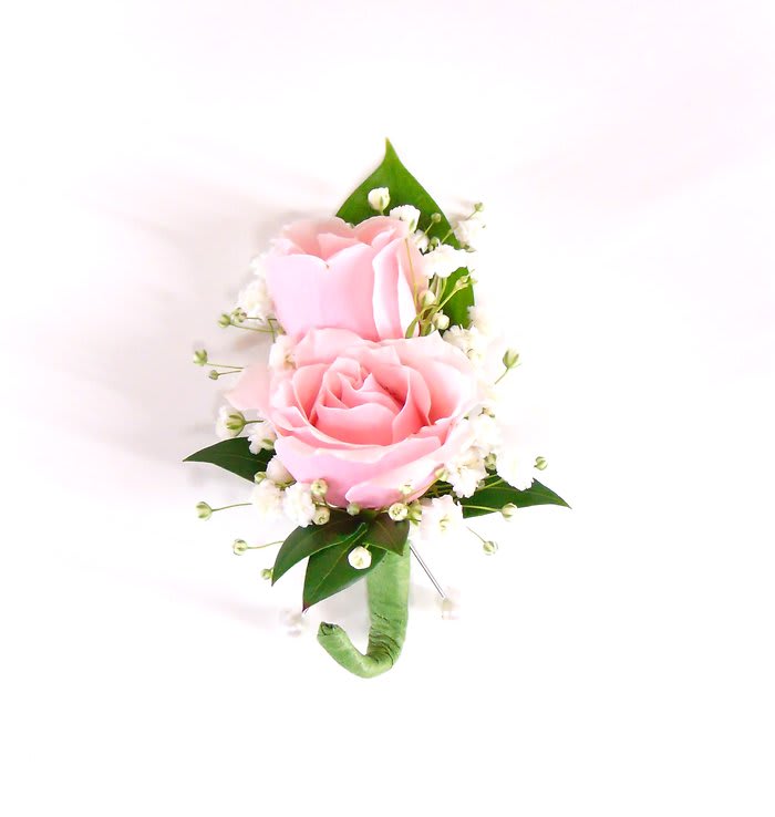 Two Pink Spray Rose Boutonniere