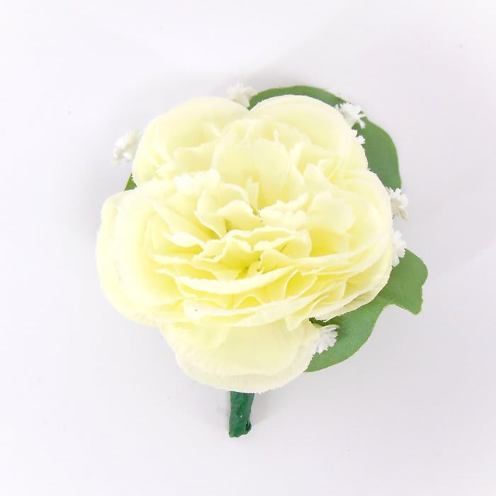 Boutonniere-Creme Ranunculus-BB-Euca. Greens