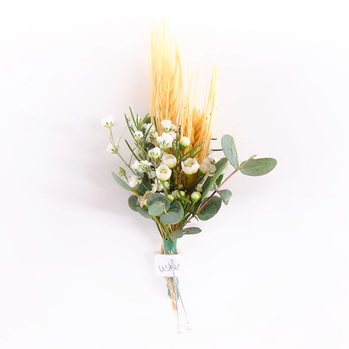 Wheat Eucalyptus Boutonniere