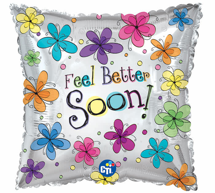 Feel Better Soon Floral Mylar Balloon