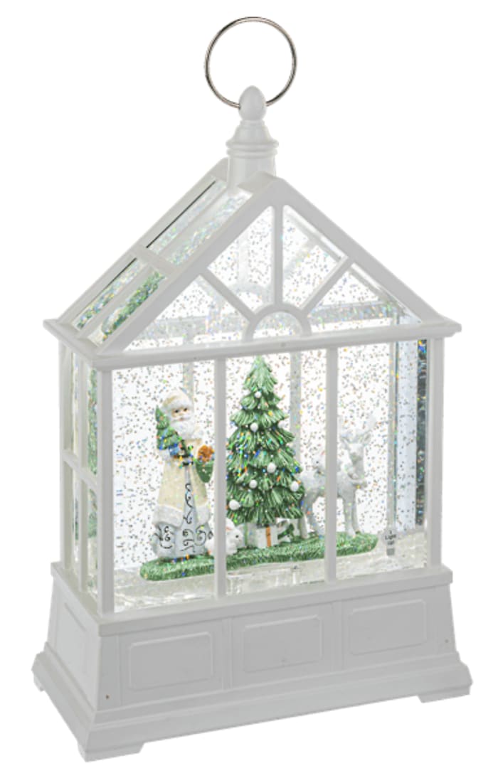 LED Light Up Shimmer Santa Greenhouse Figurine