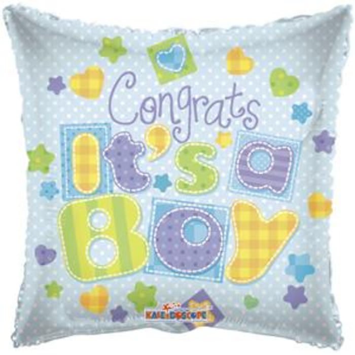 Congrats It's a Boy Square Mylar Balloon