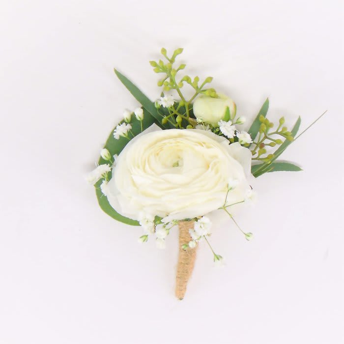 White Ranunculus Boutionniere