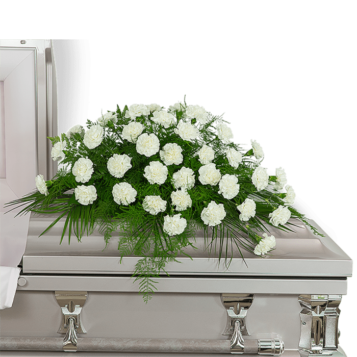 Peaceful in White Casket Spray