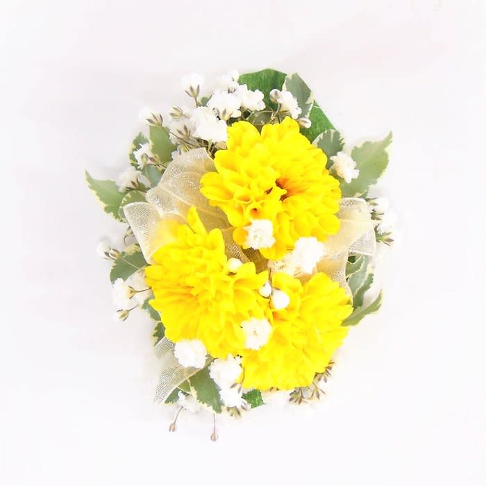 Mini Sunflower & Ivory Wrist Corsage