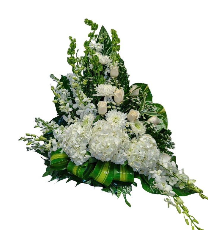 CF-12 Arreglo funeral de spiders, stocks, rosas, hortensias y orquídeas