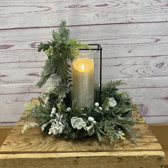 Elegant Frosted Winter Silk (Artificial) Lantern