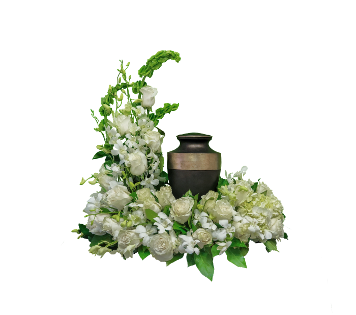 AU-15 Arreglo para urna de rosas, orquídeas y hortensias