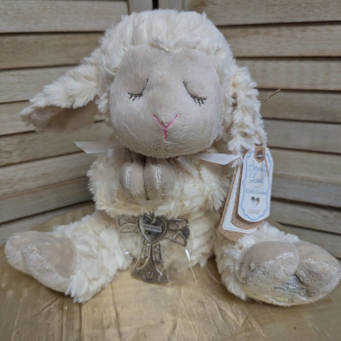 Serenity Lamb With Crib Cross Keepsake