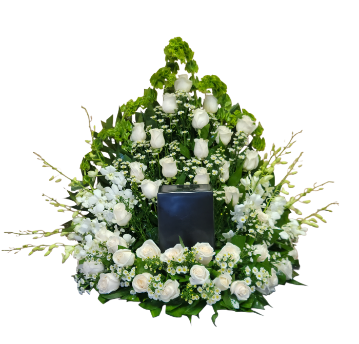 AU-8 Arreglo para urna de rosas y orquí­deas