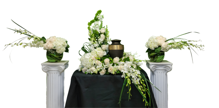 SAU-3 Set de urna de rosas, hortensias y orquídeas